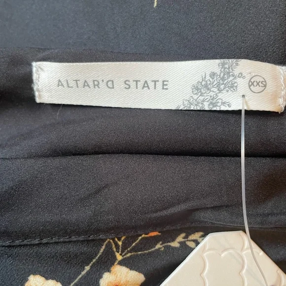 90s Y2k Women’s Black Floral Satin  Coquette Whimsigoth Midi Slip Dress XXS NWT - Picture 8 of 11